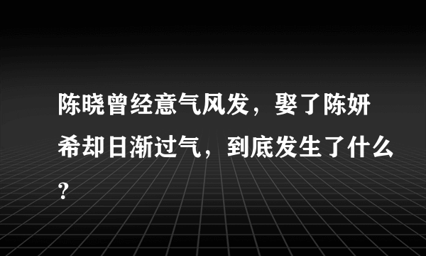 陈晓曾经意气风发，娶了陈妍希却日渐过气，到底发生了什么？