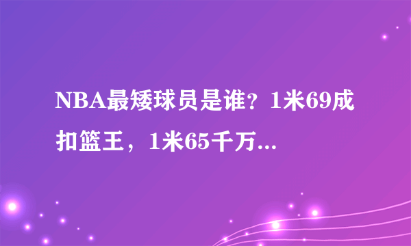 NBA最矮球员是谁？1米69成扣篮王，1米65千万合同，1米60不惧乔