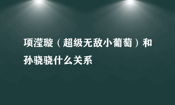 项滢璇（超级无敌小葡萄）和孙骁骁什么关系