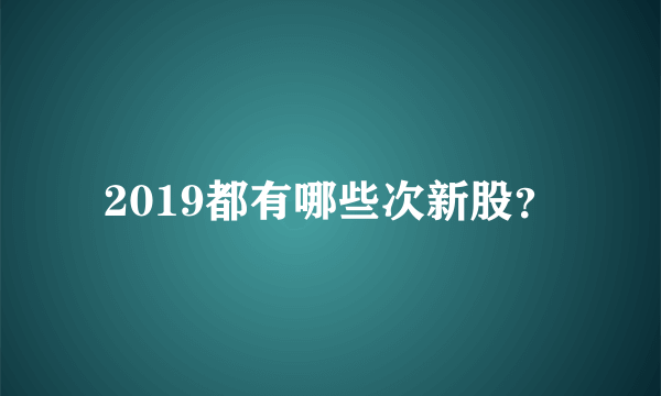 2019都有哪些次新股？