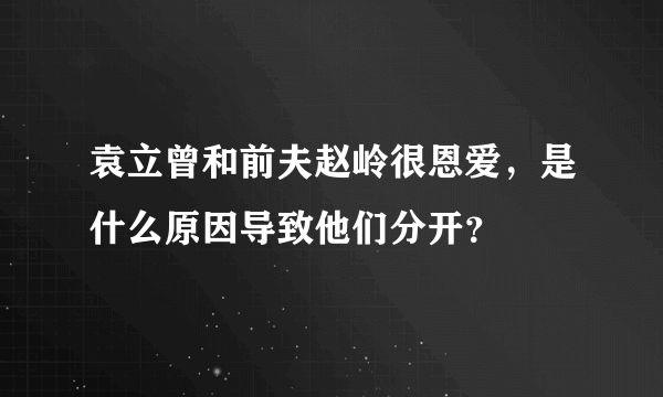 袁立曾和前夫赵岭很恩爱，是什么原因导致他们分开？