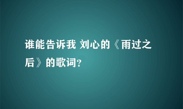 谁能告诉我 刘心的《雨过之后》的歌词？