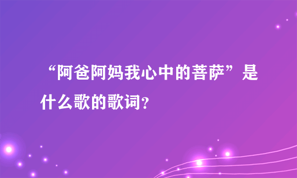 “阿爸阿妈我心中的菩萨”是什么歌的歌词？