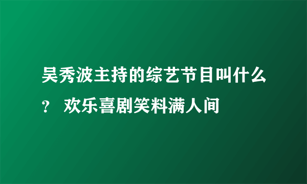 吴秀波主持的综艺节目叫什么？ 欢乐喜剧笑料满人间