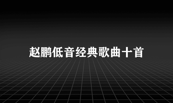 赵鹏低音经典歌曲十首