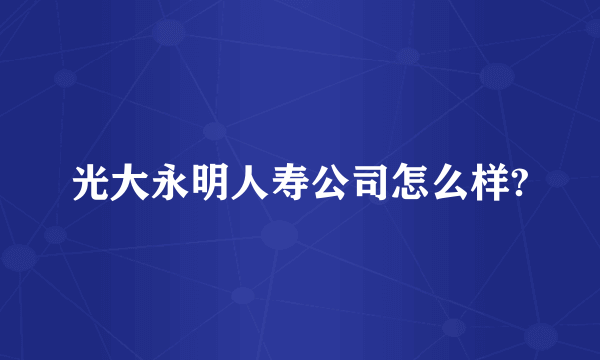 光大永明人寿公司怎么样?