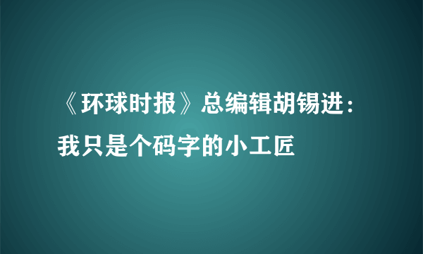 《环球时报》总编辑胡锡进：我只是个码字的小工匠