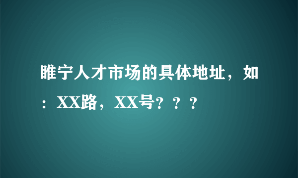 睢宁人才市场的具体地址，如：XX路，XX号？？？