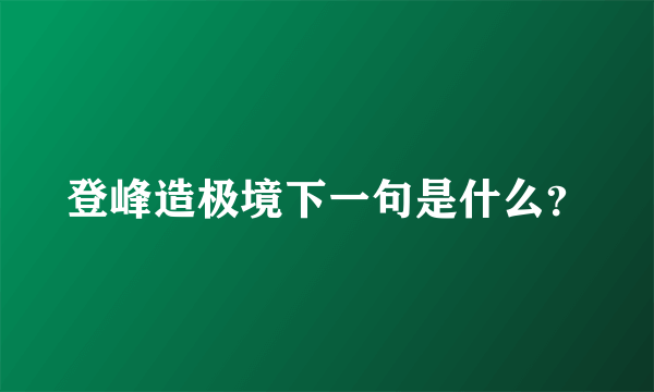 登峰造极境下一句是什么？