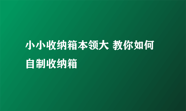 小小收纳箱本领大 教你如何自制收纳箱