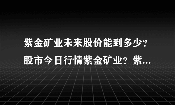 紫金矿业未来股价能到多少？股市今日行情紫金矿业？紫金矿业股票大幅上涨？