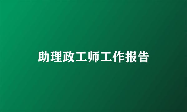 助理政工师工作报告