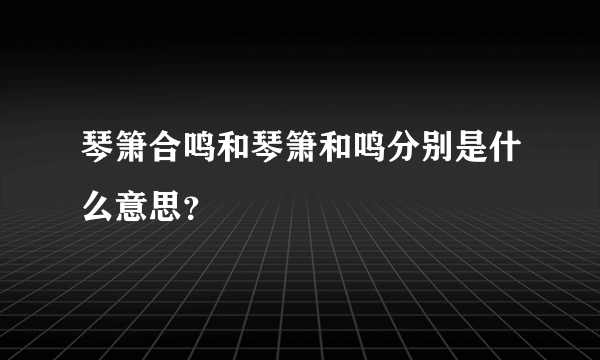 琴箫合鸣和琴箫和鸣分别是什么意思？