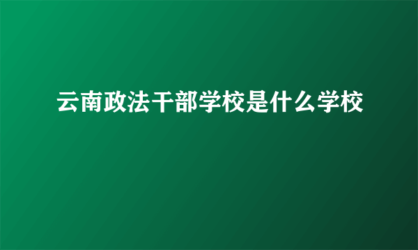 云南政法干部学校是什么学校