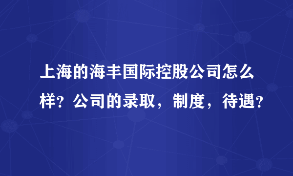 上海的海丰国际控股公司怎么样？公司的录取，制度，待遇？