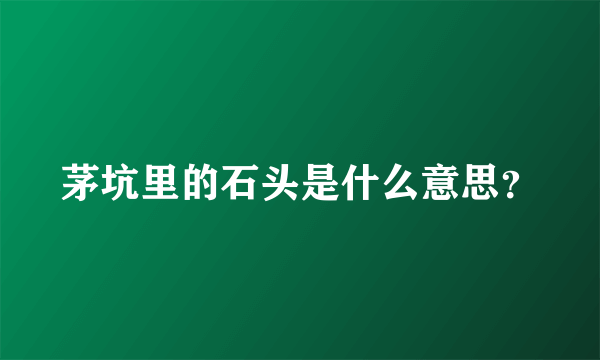 茅坑里的石头是什么意思？