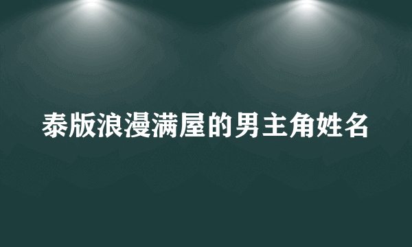 泰版浪漫满屋的男主角姓名