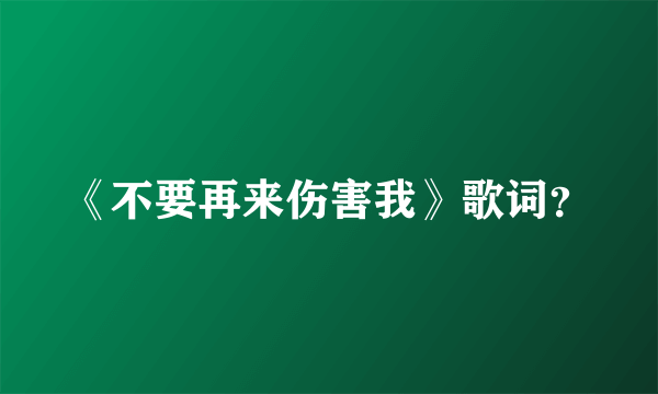 《不要再来伤害我》歌词？