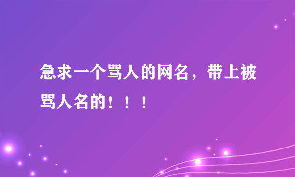 急求一个骂人的网名，带上被骂人名的！！！