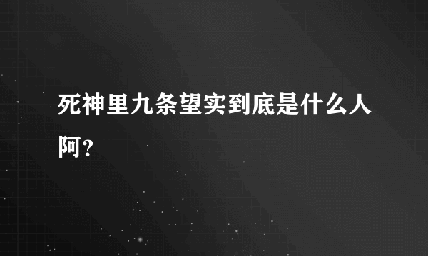 死神里九条望实到底是什么人阿？