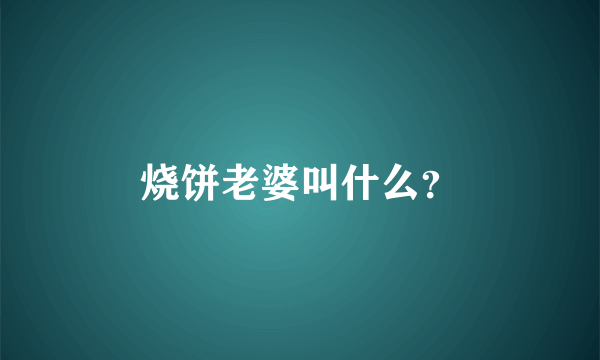 烧饼老婆叫什么？