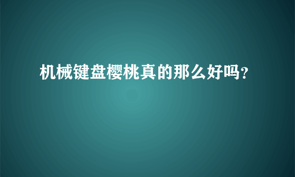 机械键盘樱桃真的那么好吗？