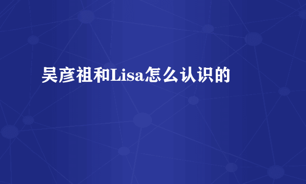 吴彦祖和Lisa怎么认识的