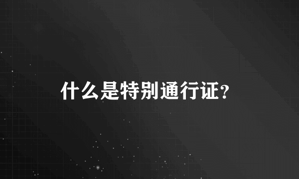 什么是特别通行证？