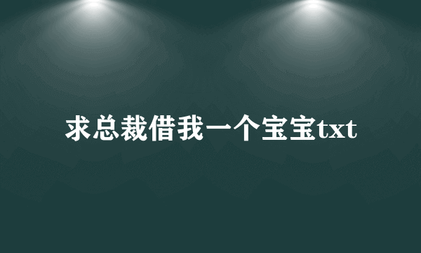 求总裁借我一个宝宝txt