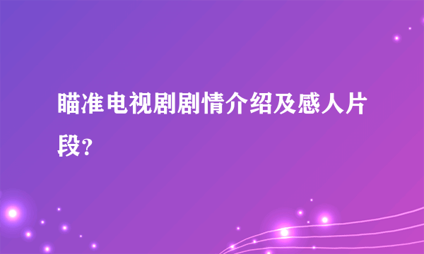 瞄准电视剧剧情介绍及感人片段？