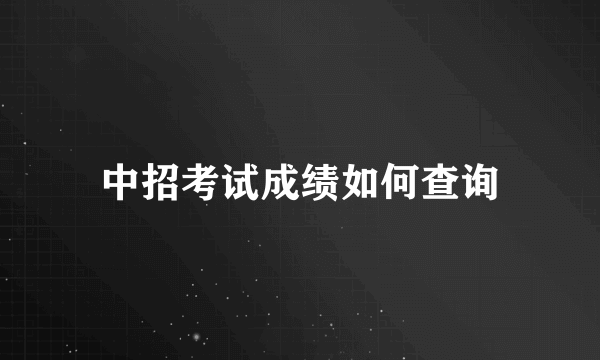 中招考试成绩如何查询