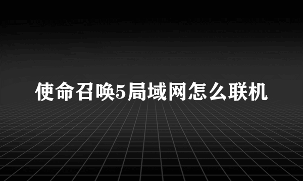 使命召唤5局域网怎么联机