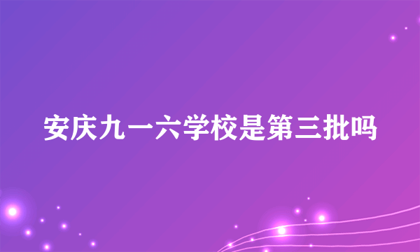 安庆九一六学校是第三批吗