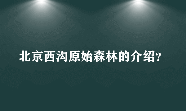 北京西沟原始森林的介绍？