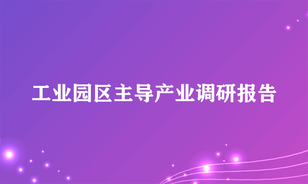 工业园区主导产业调研报告