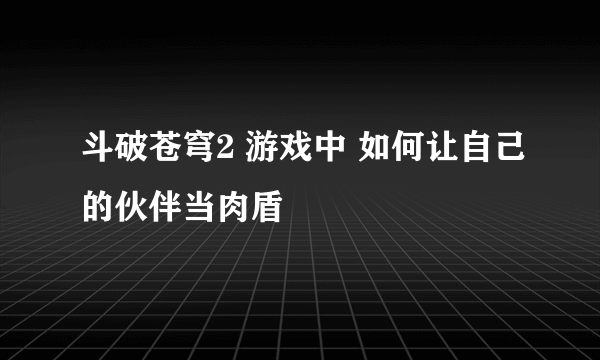 斗破苍穹2 游戏中 如何让自己的伙伴当肉盾