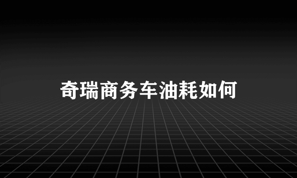 奇瑞商务车油耗如何