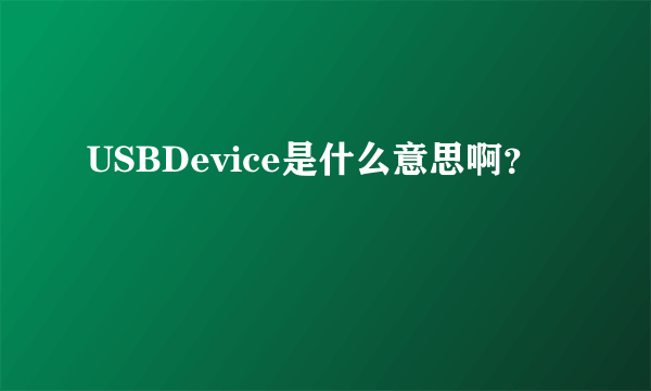 USBDevice是什么意思啊？