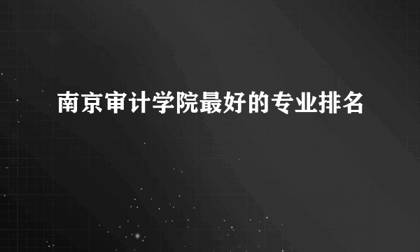 南京审计学院最好的专业排名