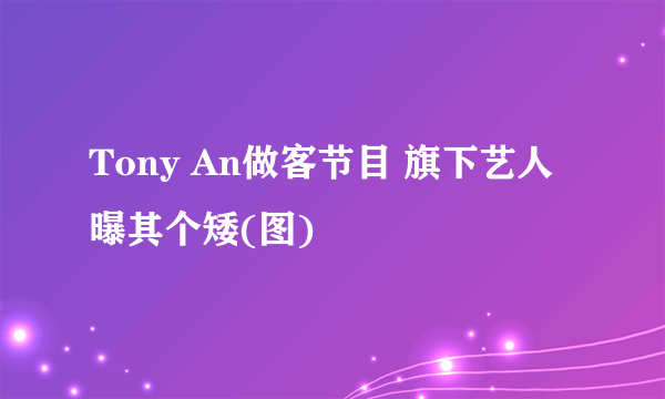 Tony An做客节目 旗下艺人曝其个矮(图)