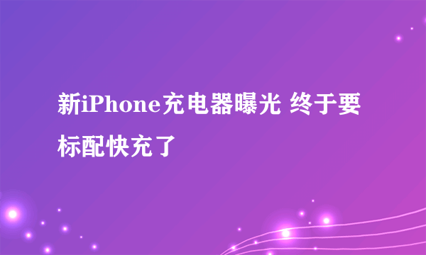 新iPhone充电器曝光 终于要标配快充了