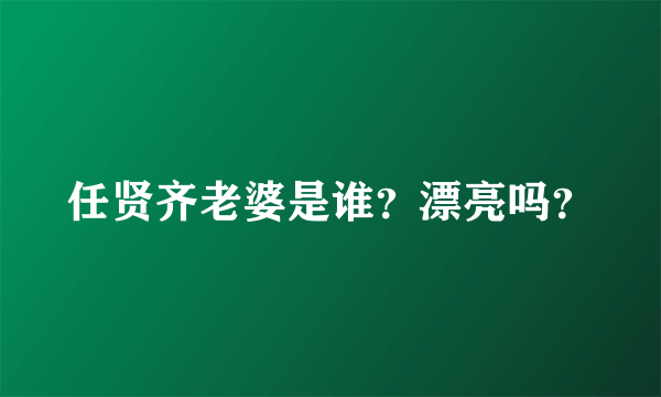 任贤齐老婆是谁？漂亮吗？