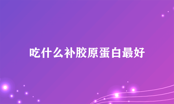 吃什么补胶原蛋白最好