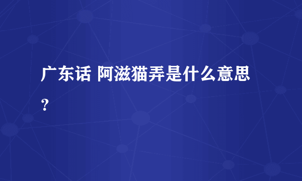 广东话 阿滋猫弄是什么意思？