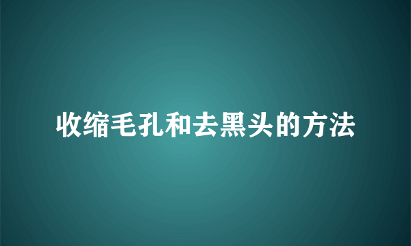 收缩毛孔和去黑头的方法