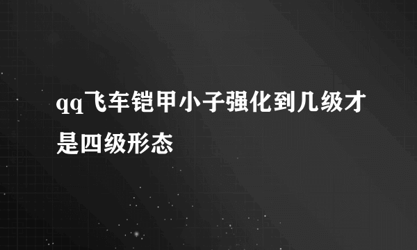 qq飞车铠甲小子强化到几级才是四级形态