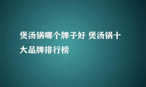 煲汤锅哪个牌子好 煲汤锅十大品牌排行榜