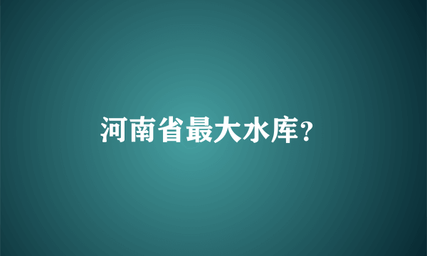 河南省最大水库？