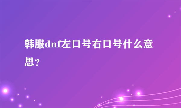 韩服dnf左口号右口号什么意思？