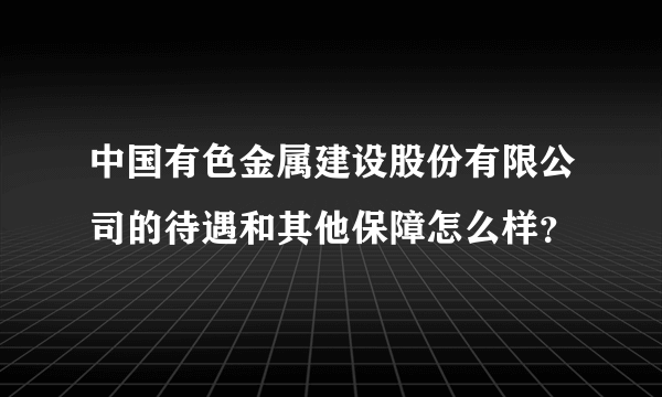 中国有色金属建设股份有限公司的待遇和其他保障怎么样？